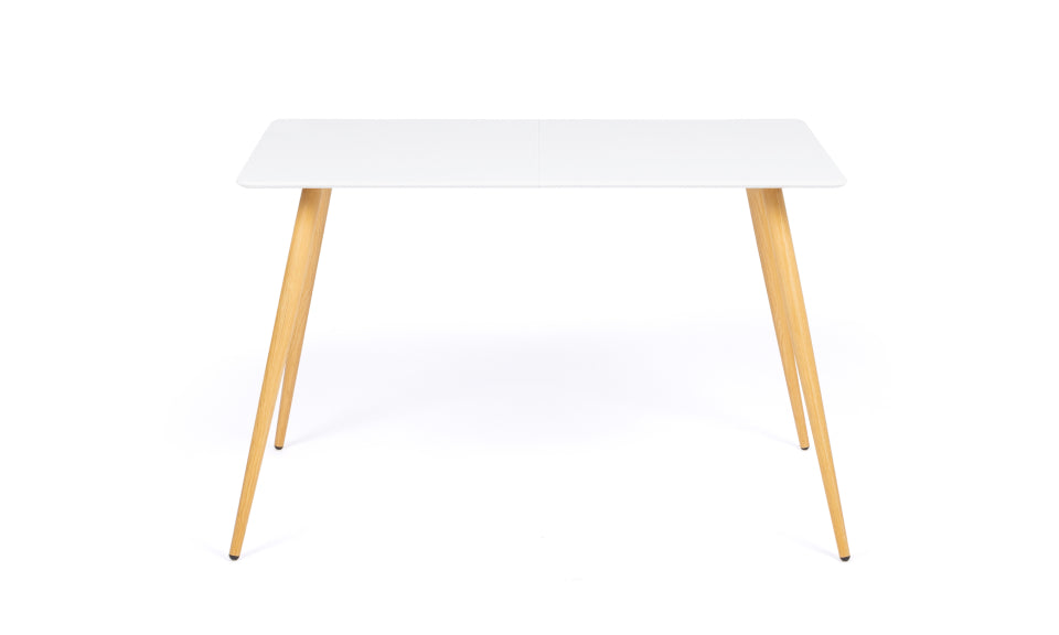 Table repas Sally 120cm plateau blanc et pieds effet bois