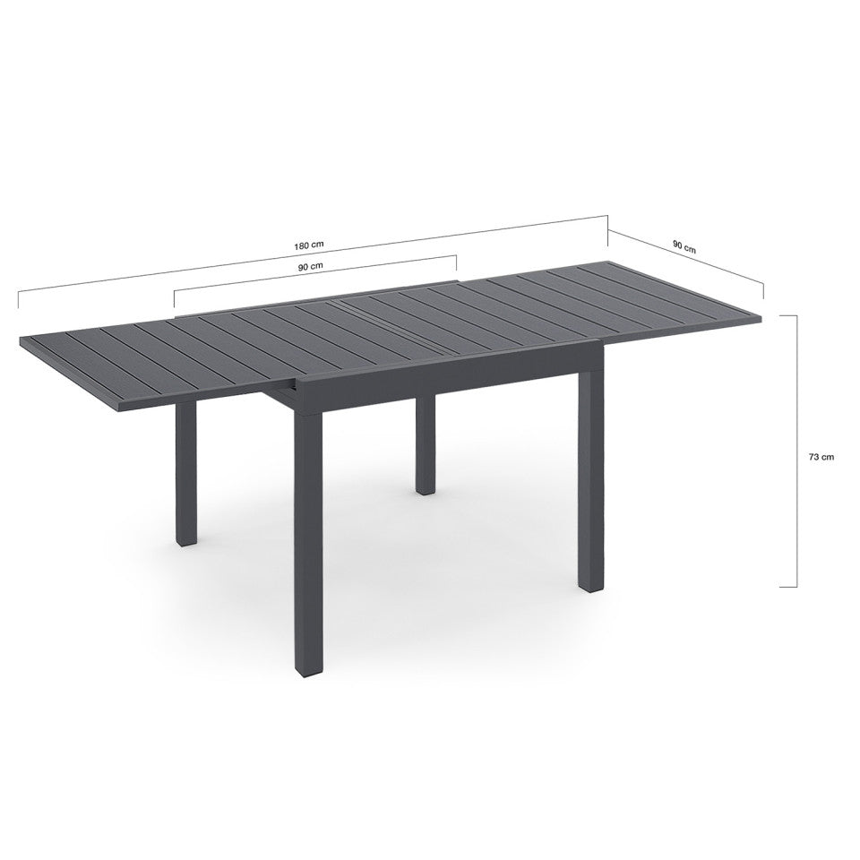 Ensemble repas extensible 8 places en polywood gris