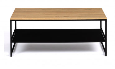 Table basse Manhattan double plateau bois et noir L113cm