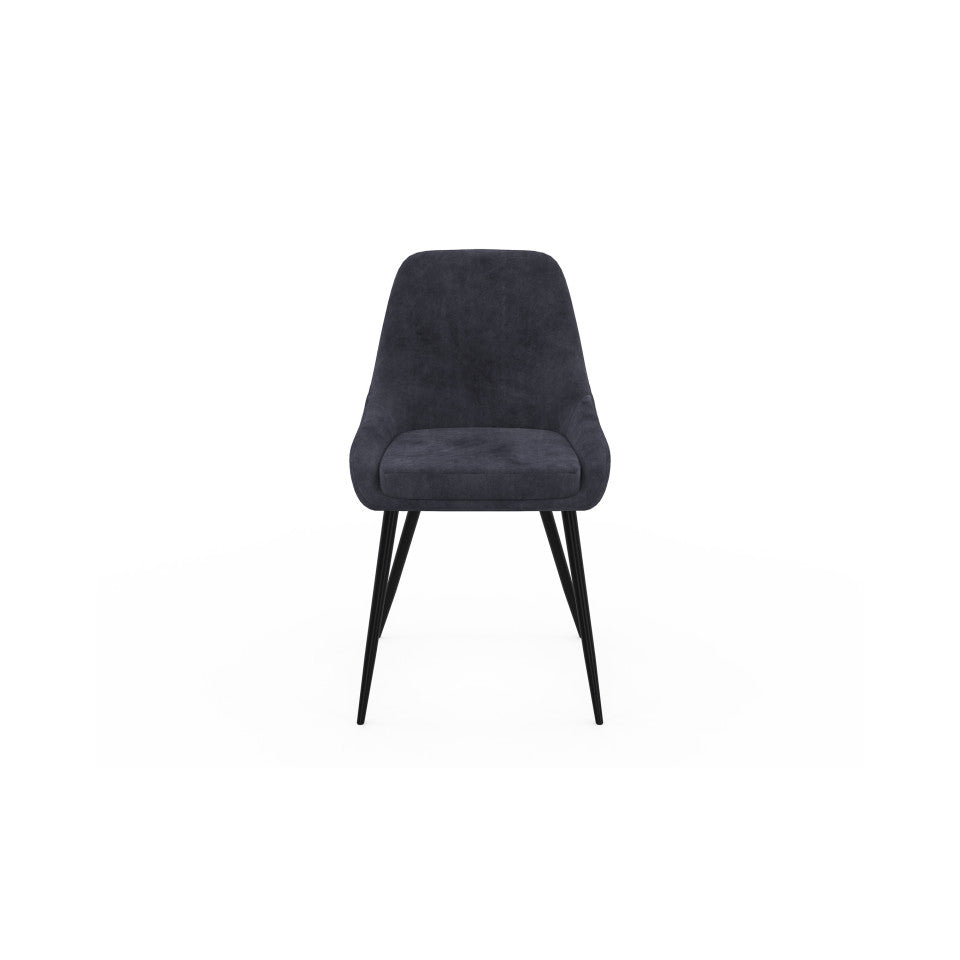 Chaises Olivia assise gris foncé pieds métal - lot de 4