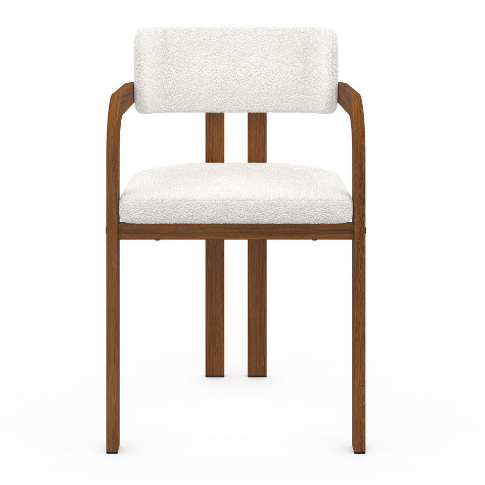 Chaises Elsa avec accoudoirs bouclette pieds effet noyer - lot de 2