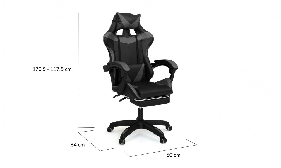 Fauteuil de bureau spécial gaming noir et gris