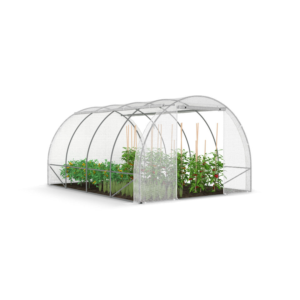 Serre tunnel de jardin 12m² blanche bâche renforcée 130 gr/m² - gamme toutes saisons