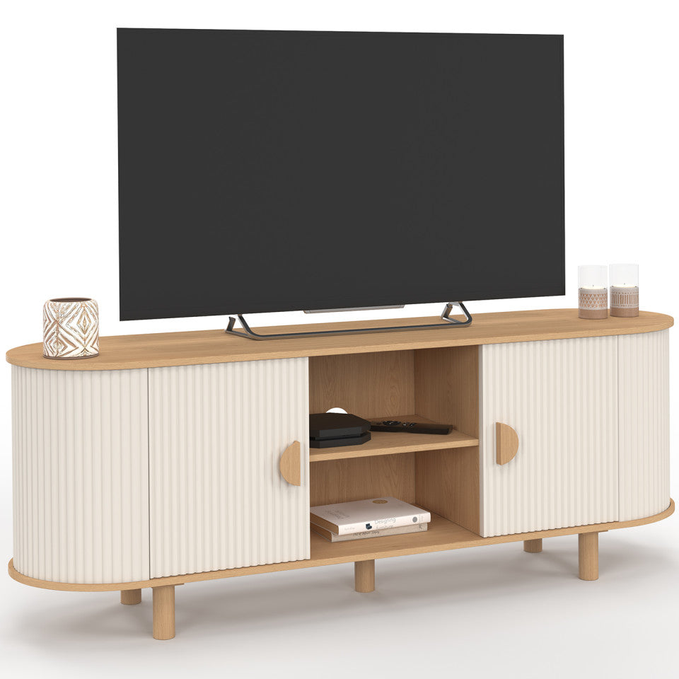 Meuble TV Kara beige effet cannelé 140cm