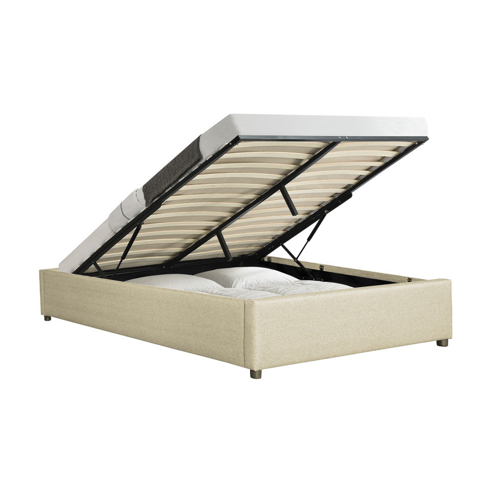 Lit coffre Otto 140x190cm tissu beige