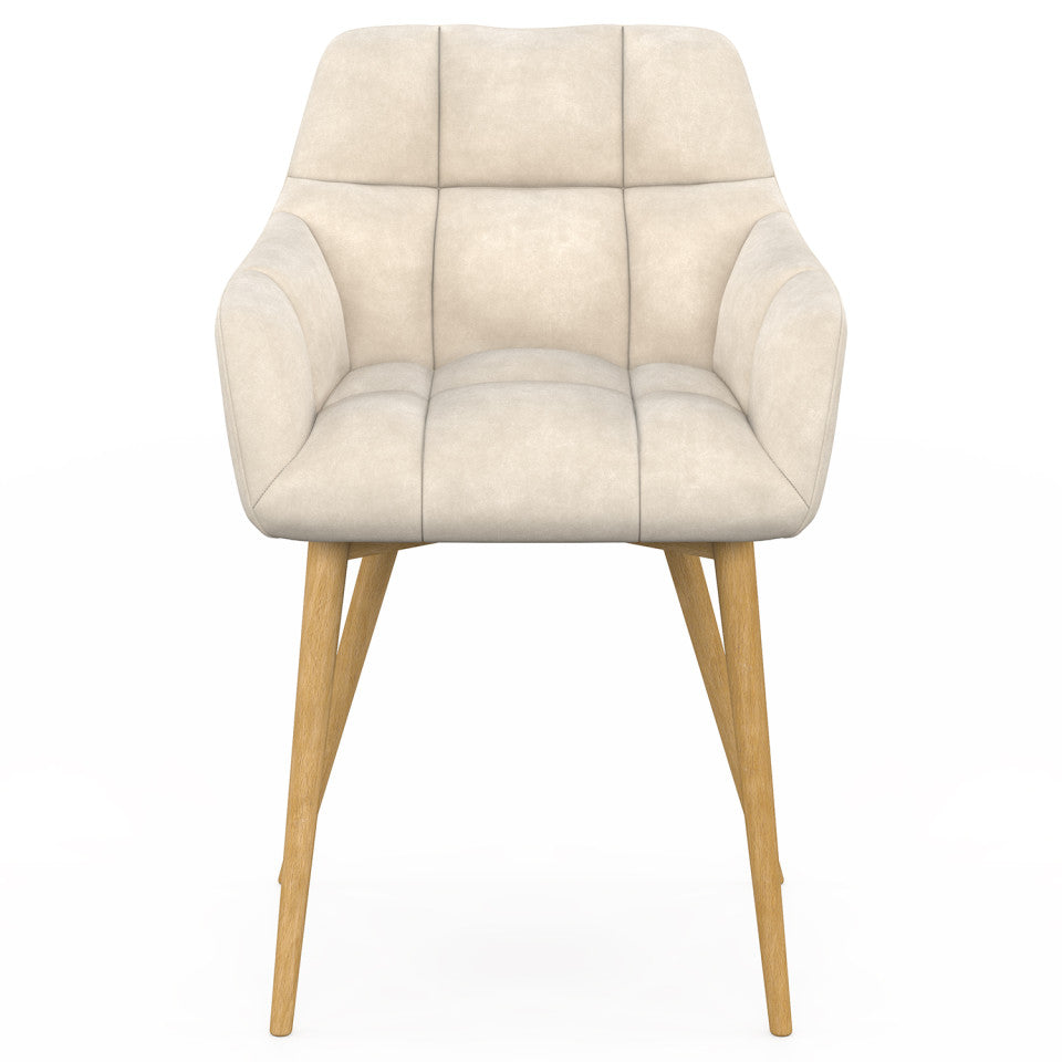 Chaises Bubble bouclette crème pieds effet bois - lot de 2