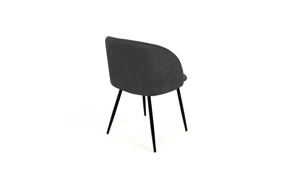 Chaises Nina en velours gris et pieds noirs- lot de 2