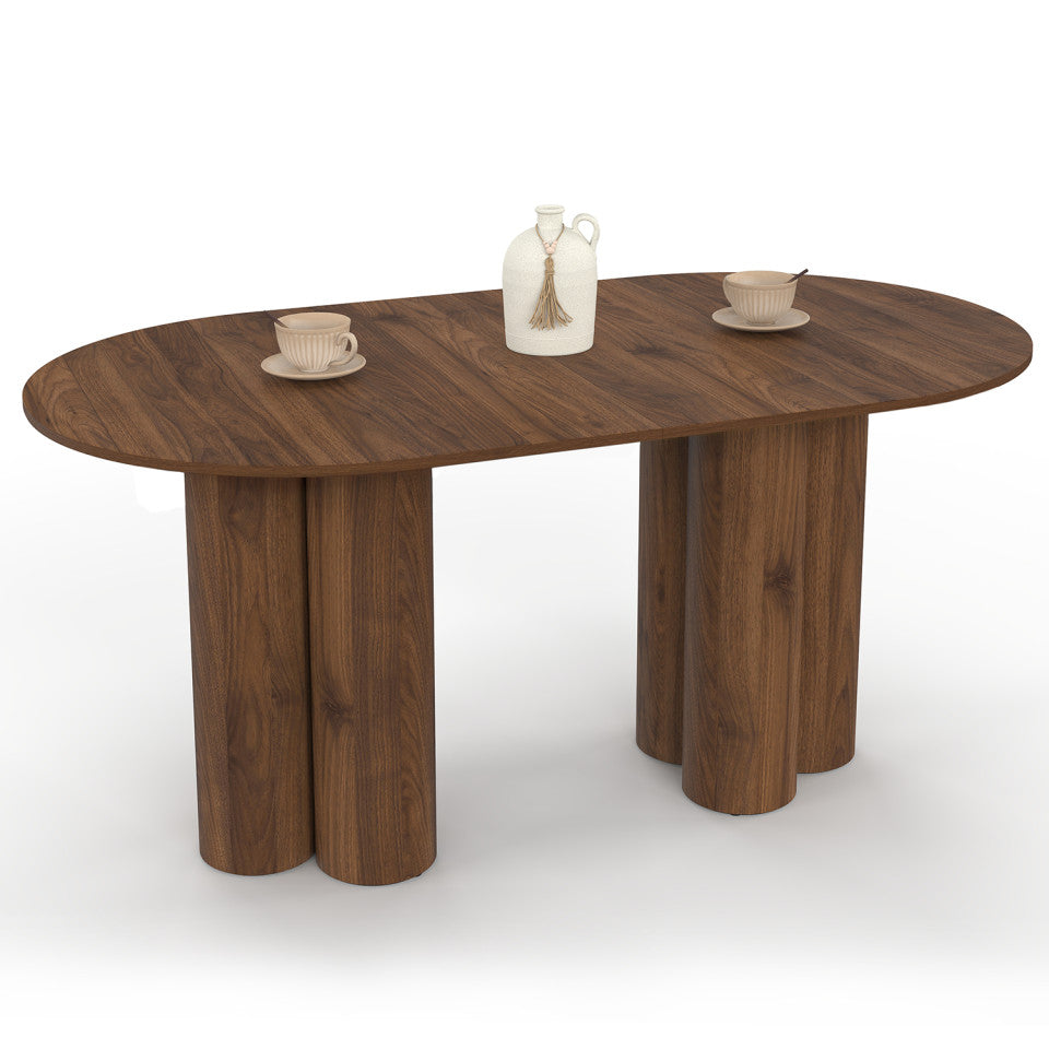 Table à manger ronde extensible Olympia effet noyer Ø160-200cm