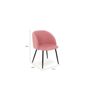 Chaises Nina en velours rose et pieds noirs - lot de 2