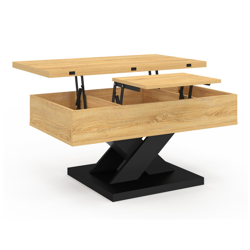 Table basse Alexia avec plateau relevable et dépliant