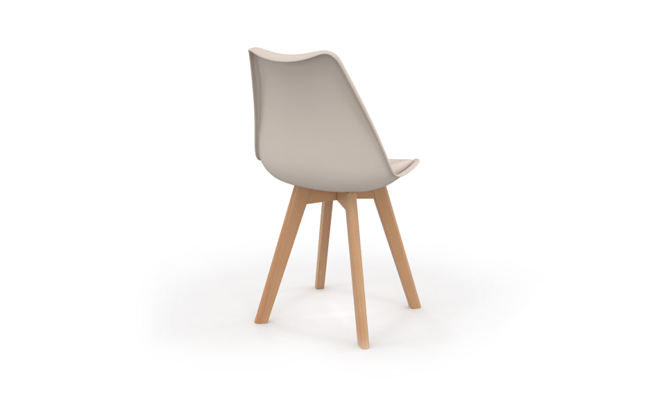 Chaises Nordia assise beige et pieds bois - lot de 6