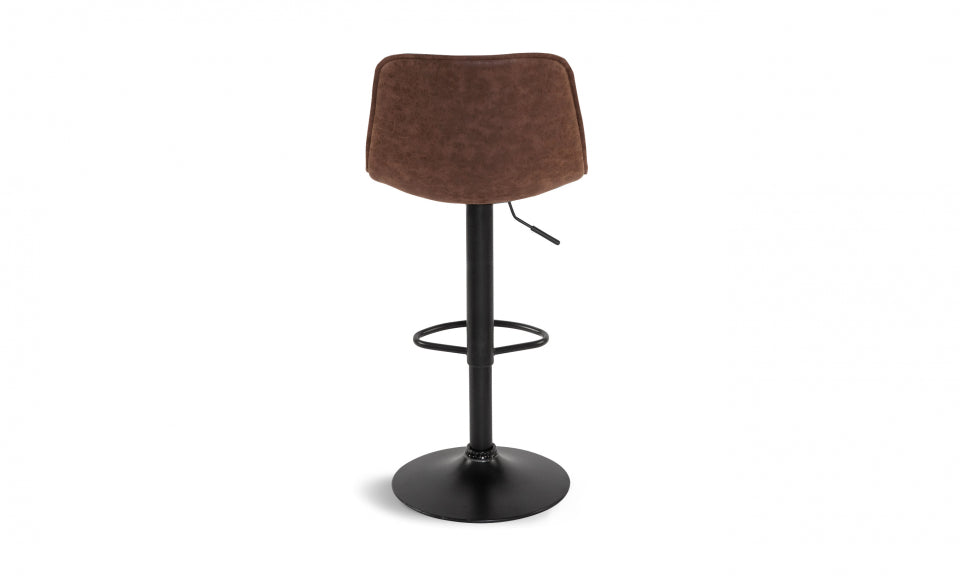 Tabourets de bar Brooklyn assise effet cuir vieilli marron et pieds métal - lot de 4