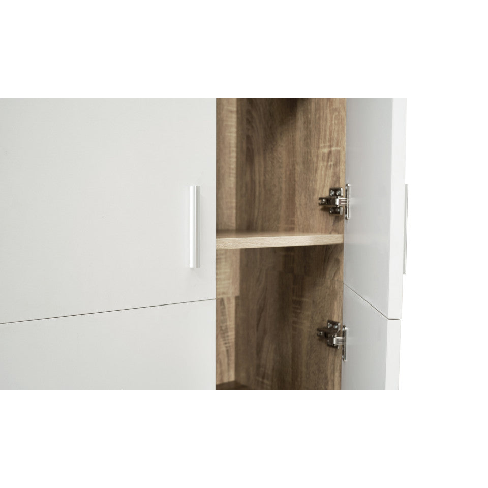 Armoire Mimosa 2 portes effet hêtre et blanc