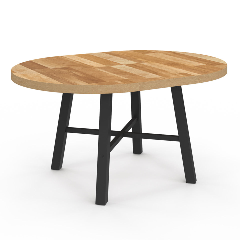 Table repas Mathilde plateau extensible 110-150cm bois et pieds noirs