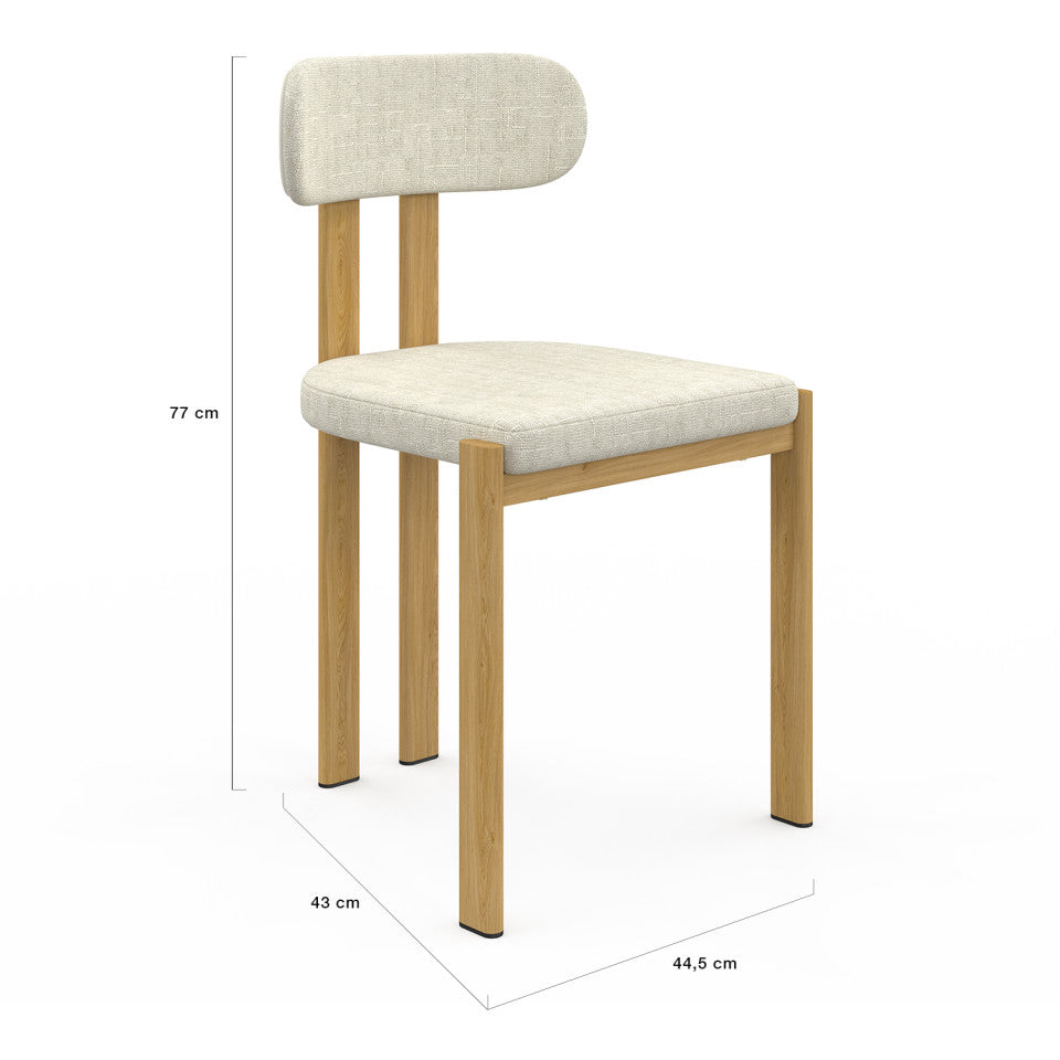 Chaises Elsa en tissu beige et pieds métal - lot de 2