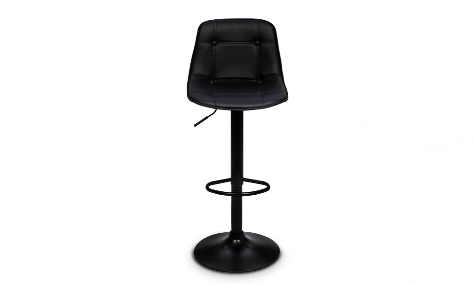 Tabourets de bar Brooklyn assise effet cuir vieilli noir et pieds métal - lot de 4