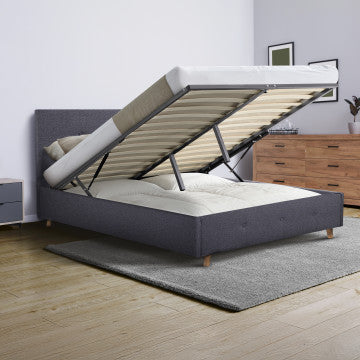 Lit coffre Mala 160x200cm tissu gris