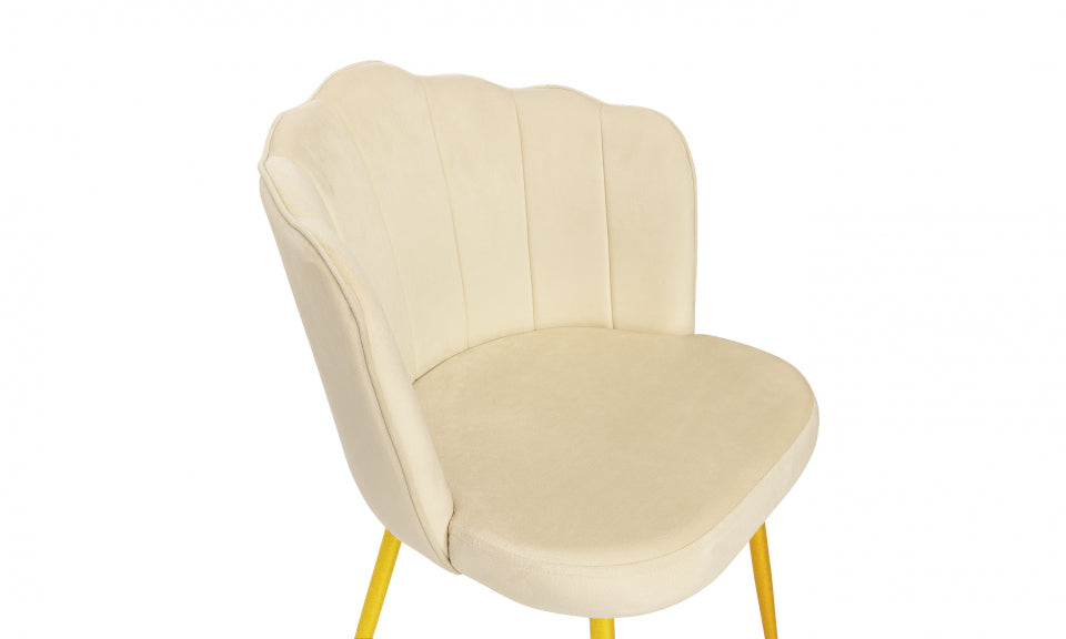 Chaises Arielle en velours crème et pieds dorés - lot de 2