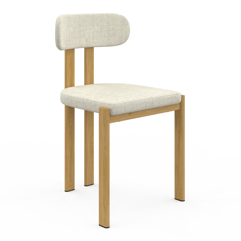 Chaises Elsa en tissu beige et pieds métal - lot de 2