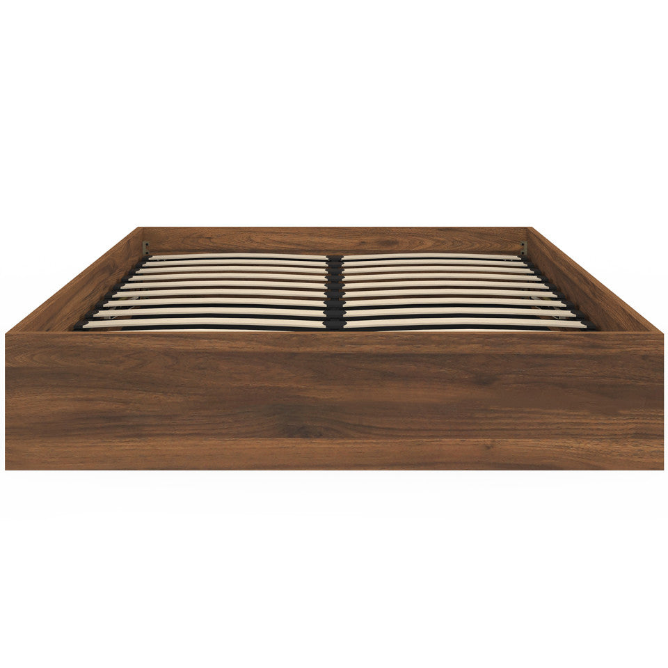 Lit coffre Malta 140x190cm effet bois noyer