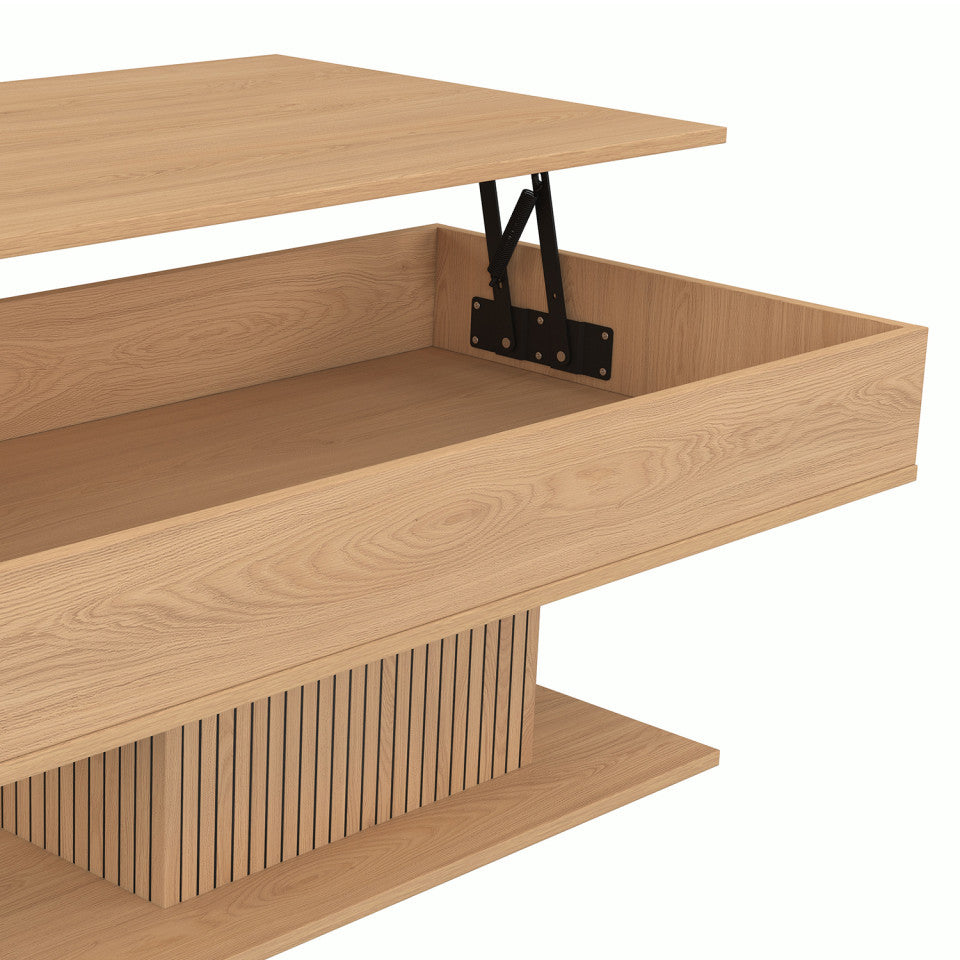 Table basse Tania relevable bois et pieds lattes