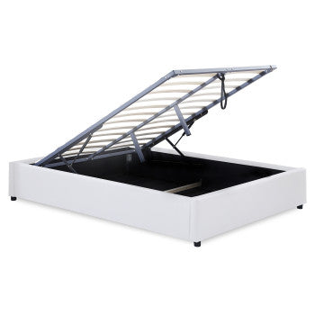 Lit coffre Otto 140x190cm simili cuir blanc