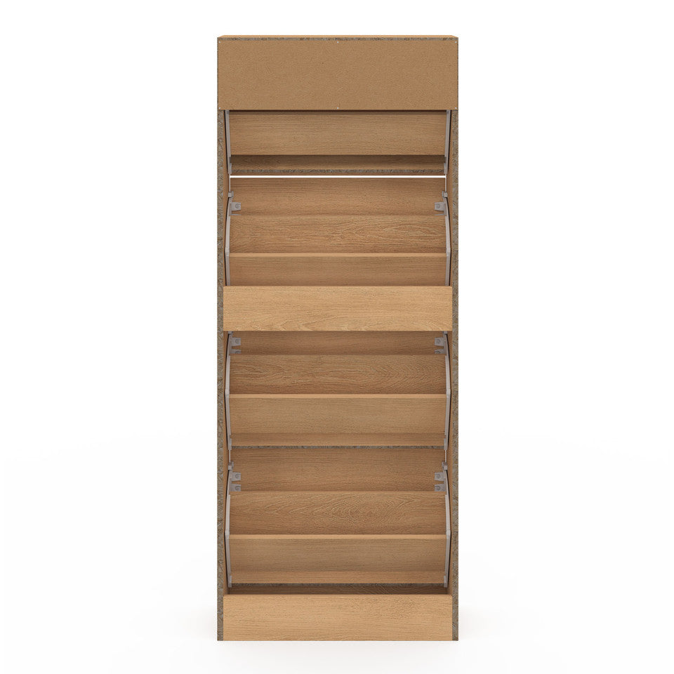 Meuble à chaussures Faustine 4 portes effet lattes - 24 paires