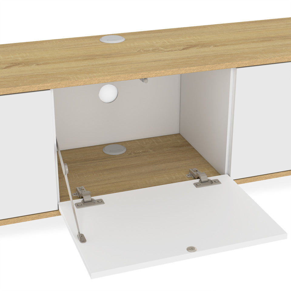 Meuble TV suspendu Elora bois blanc 180cm