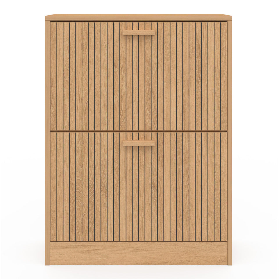 Meuble à chaussures Faustine 2 portes effet lattes - 12 paires