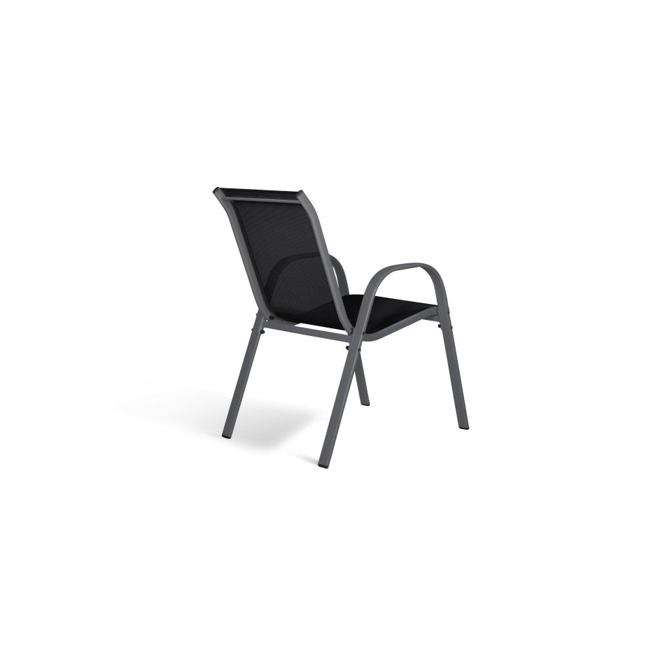Chaises de jardin empilables en textilène mix de couleurs (gris, gris clair, bleu canard, noir) - lot de 4