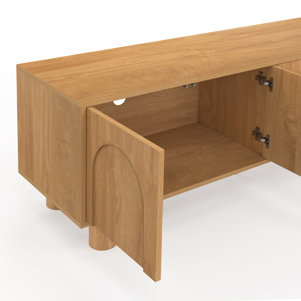 Meuble TV Arlo effet chêne 4 portes 140cm