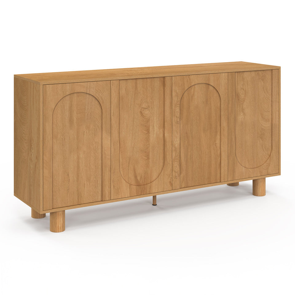 Buffet Arlo 4 portes effet chêne 160cm