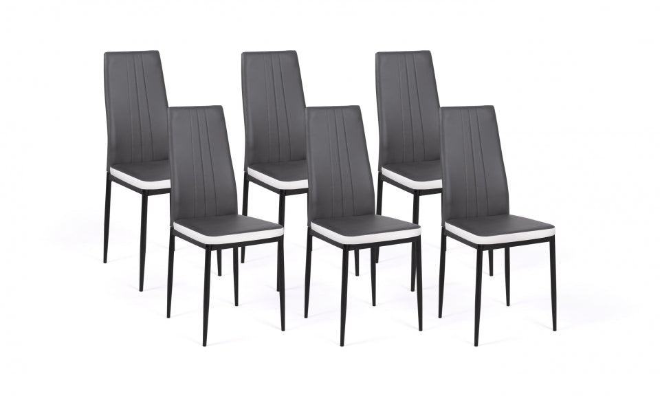 Chaises Jodie assise matelassée grise et blanche - lot de 6