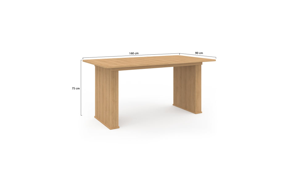 Table repas Albane 160cm bois pieds effet tasseaux