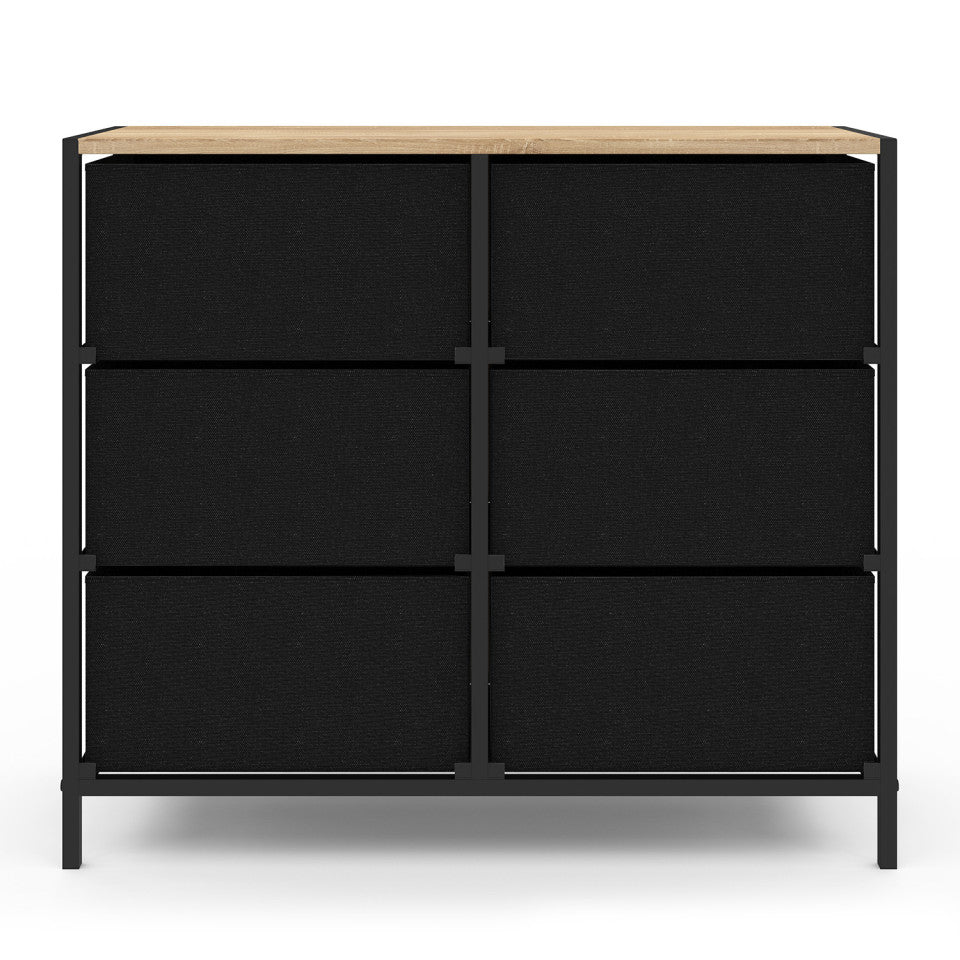Commode Iris 6 tiroirs en bois et tissu