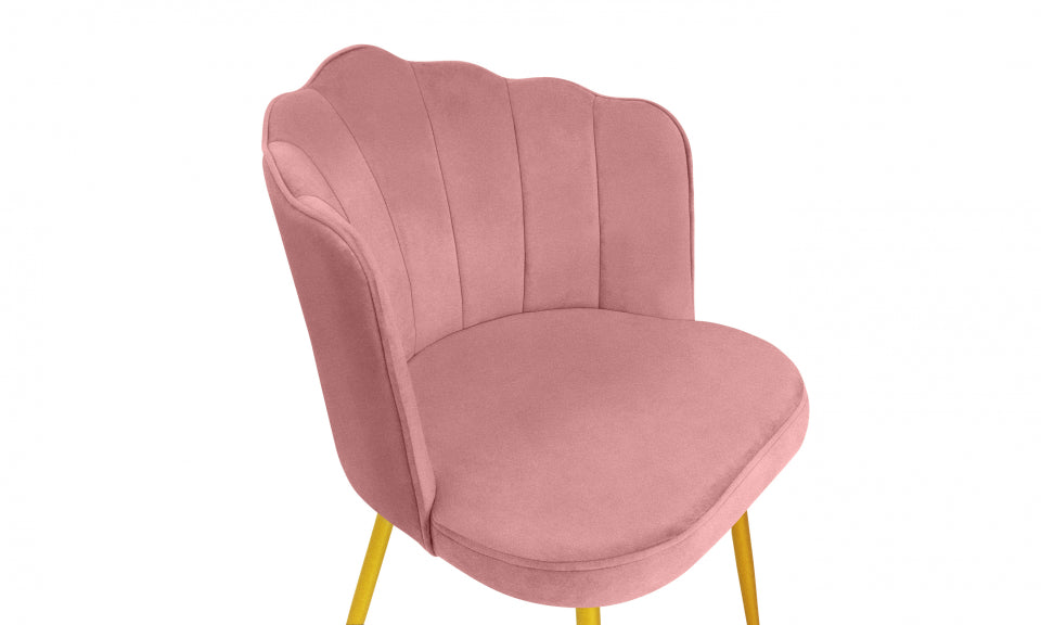 Chaises Arielle en velours rose et pieds dorés - lot de 2