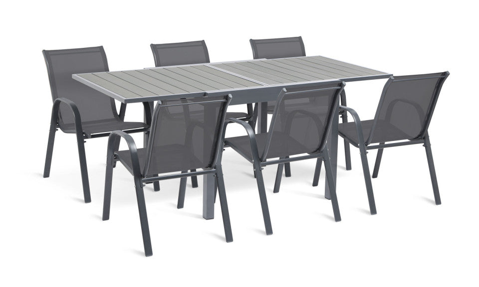 Table de jardin extensible en polywood 90-180cm gris anthracite