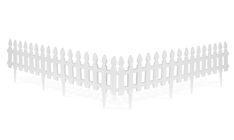 Bordurettes pour parterre en plastique blanc motifs "clôture" - Lot de 10