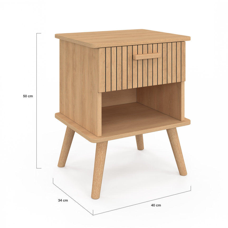Tables de chevet Albane avec 1 tiroir et 1 niche - lot de 2