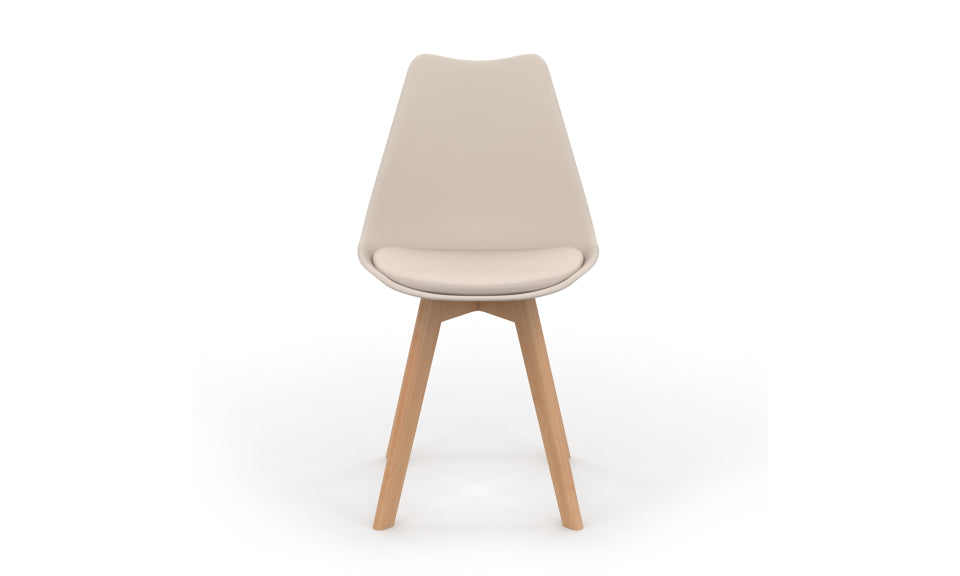 Chaises Nordia assise beige et pieds bois - lot de 2