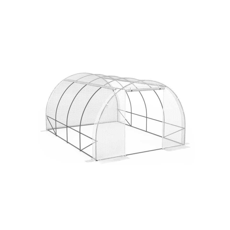 Serre tunnel de jardin 12m² blanche bâche renforcée 130 gr/m² - gamme toutes saisons