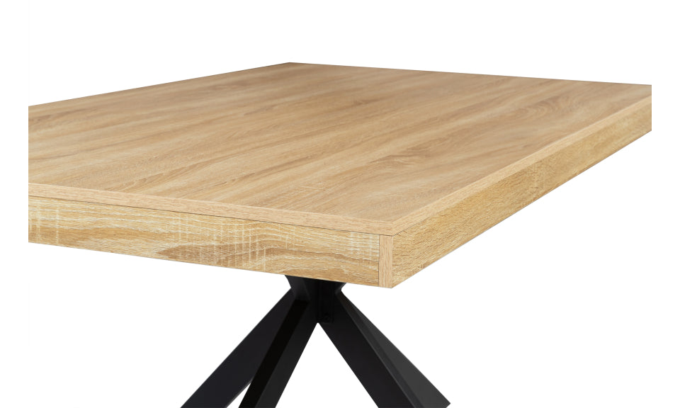 Table repas Brixton 160cm plateau bois et pieds croisés noirs