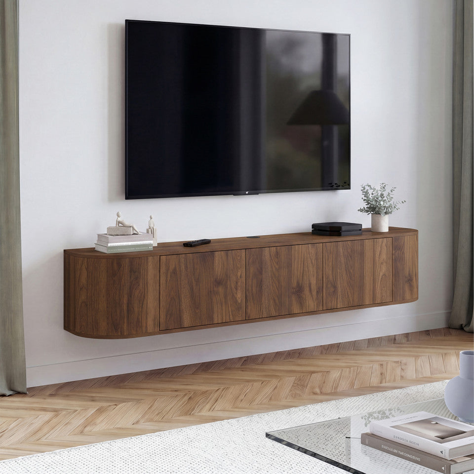 Meuble TV suspendu Elora effet noyer 180cm