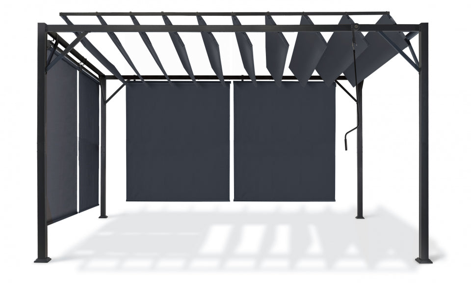 Pergola Venice 3x4m lames orientables avec 4 stores intégrés