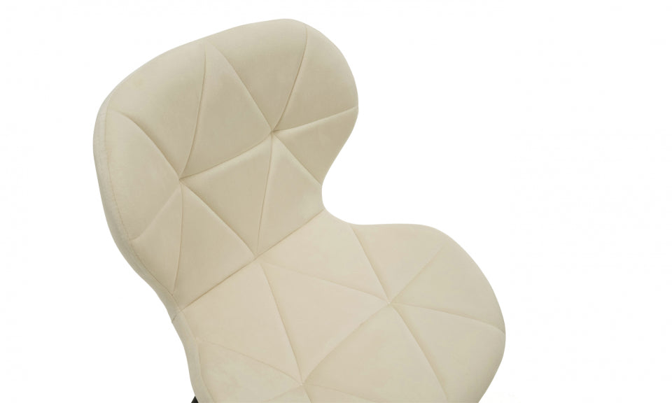 Chaises Daisy en velours crème et pieds noirs - lot de 2