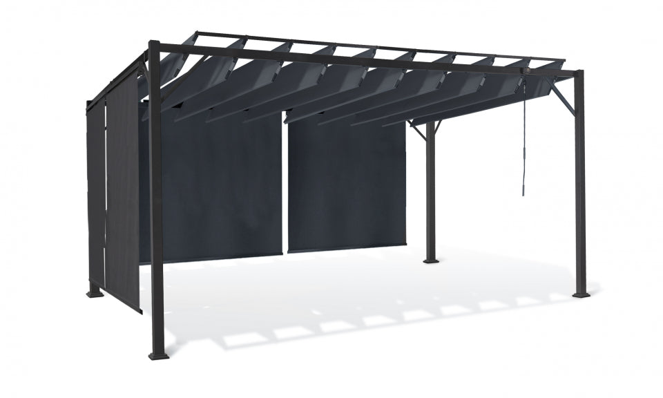 Pergola Venice 3x4m lames orientables avec 4 stores intégrés