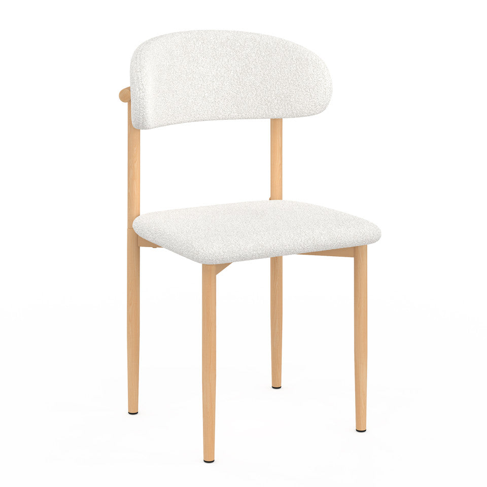 Chaises Callisto bouclette et pieds effet hêtre - lot de 6