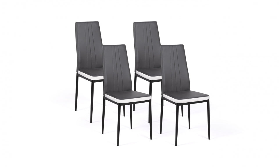 Chaises Jodie assise matelassée grise et blanche - lot de 4