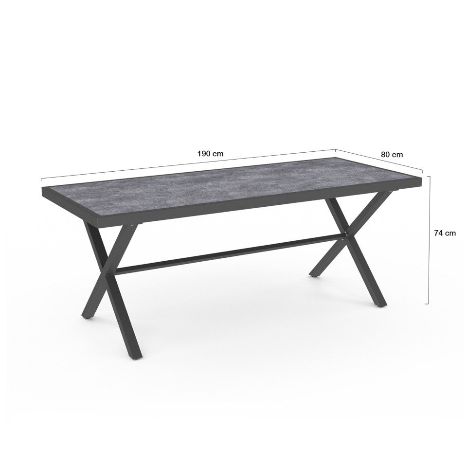 Table de jardin Athéna effet béton 190cm