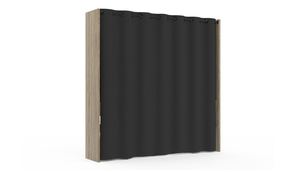 Dressing extensible bois avec double colonne et penderie avec rideau noir 120-180x180cm